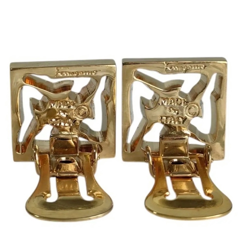 Salvatore Ferragamo High Heel Motif Gold Clip-On Earrings - Picture 3 of 7